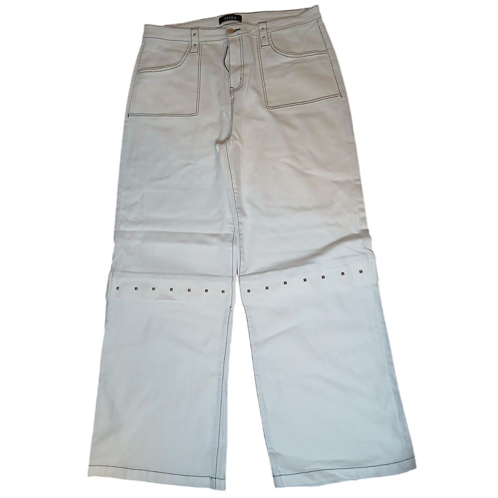 Ariat Ultra High Rise Tomboy Loose Fit, Wide Leg Jeans Studded Sz 19 33X31 #139C